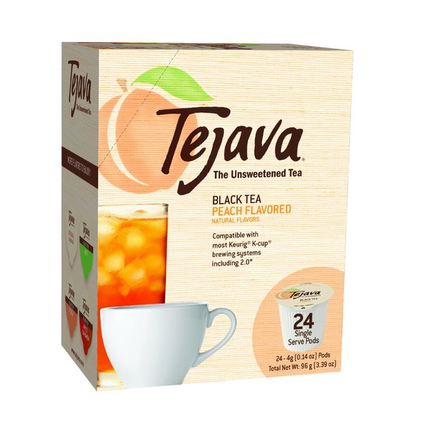 Tejava Peach Unsweetened Black Tea Pods, PK 96 40122CS